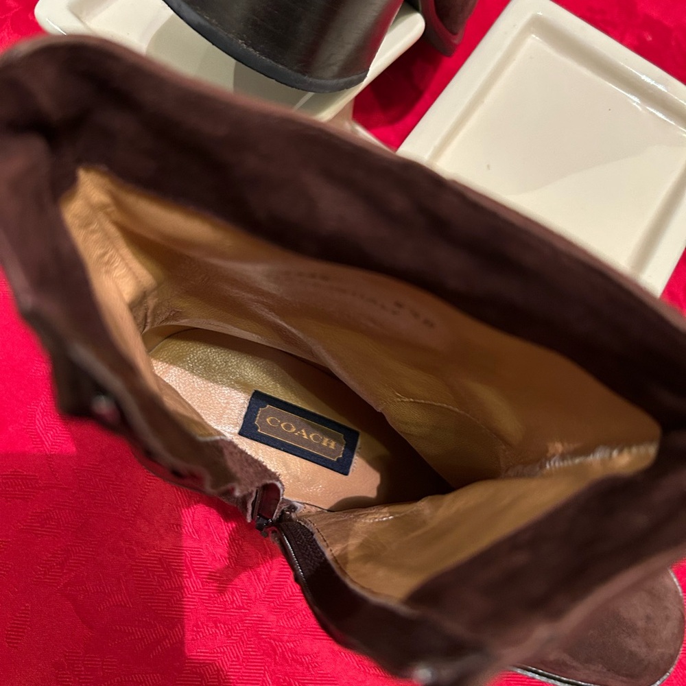 Coach Dark Brown Suede Ankle Boots - Picture 8 of 12